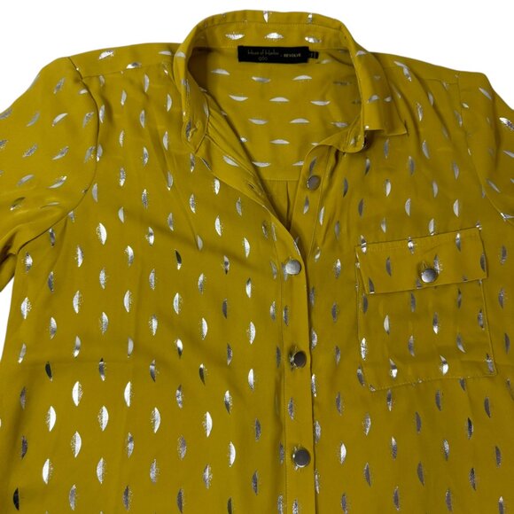 House of Harlow 1960 x Revolve Metallic Button-Down Blouse Yellow Gold Size S - Picture 5 of 10